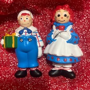 Vintage Raggedy Ann and Andy ornaments